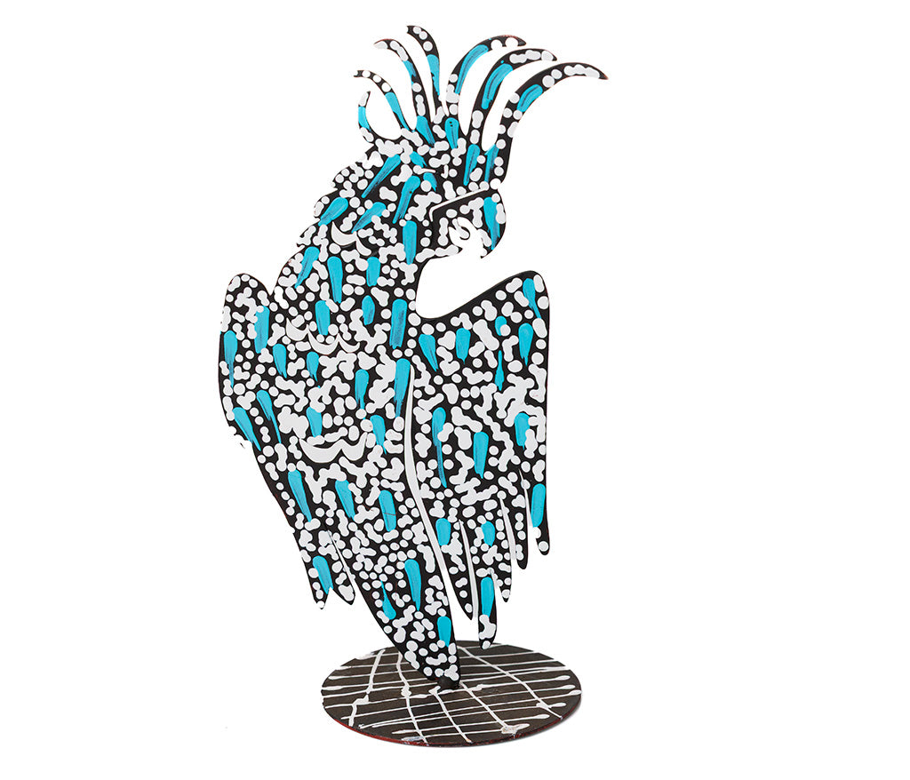 Warlukurlangu Hand-Painted Metal Cockatoo No. C26-03