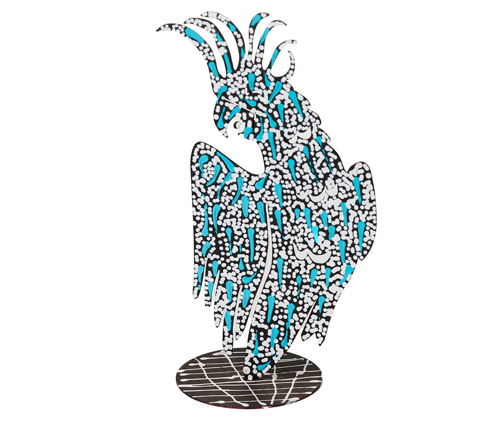 Warlukurlangu Hand-Painted Metal Cockatoo No. C26-03