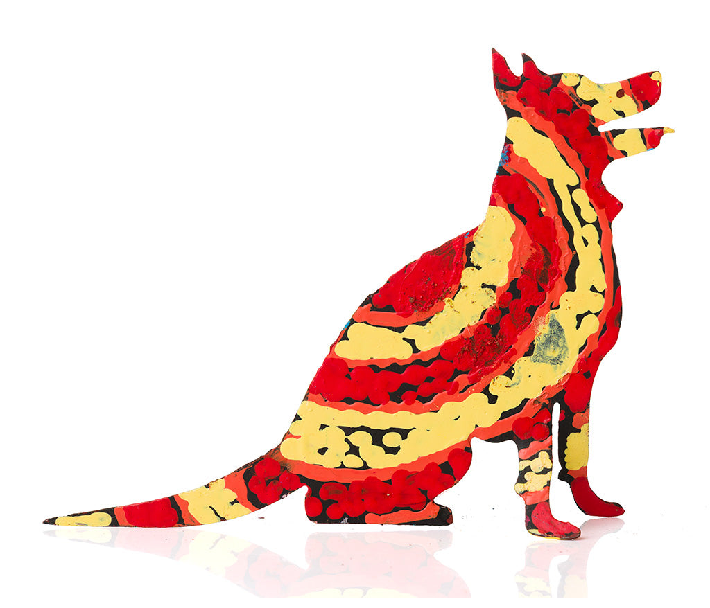 Warlukurlangu Hand-Painted Metal Dog No. 26-31