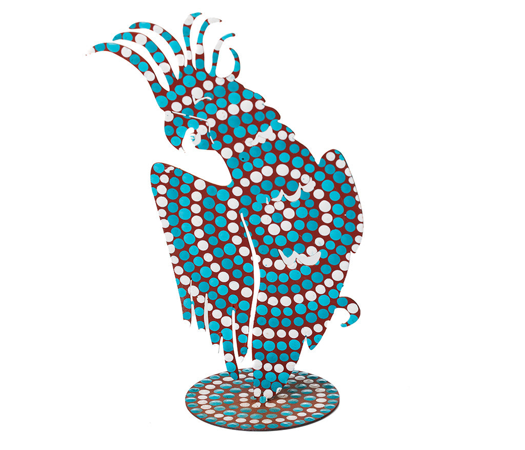 Warlukurlangu Hand-Painted Metal Cockatoo No. C26-02