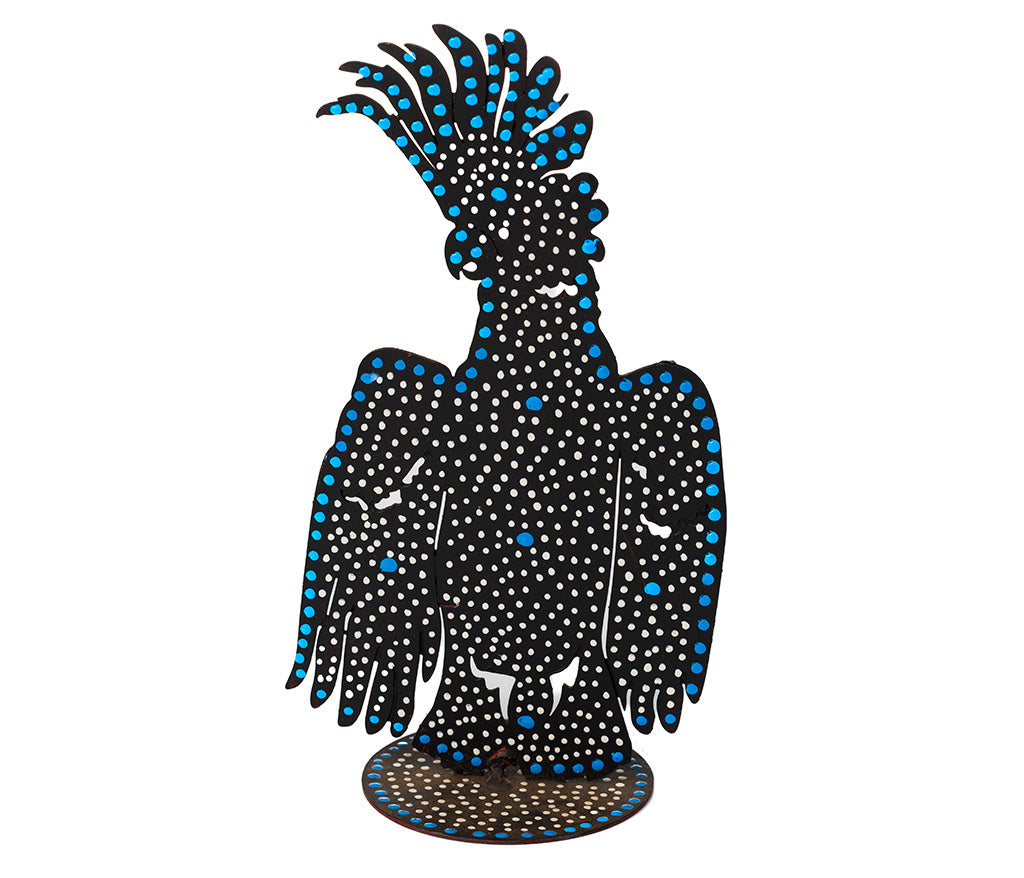 Warlukurlangu Hand-Painted Metal Cockatoo No. C26-05