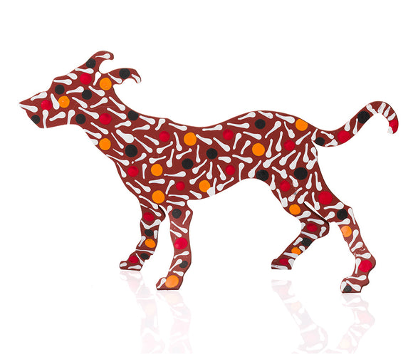 Warlukurlangu Hand-Painted Metal Dog No. 26-23