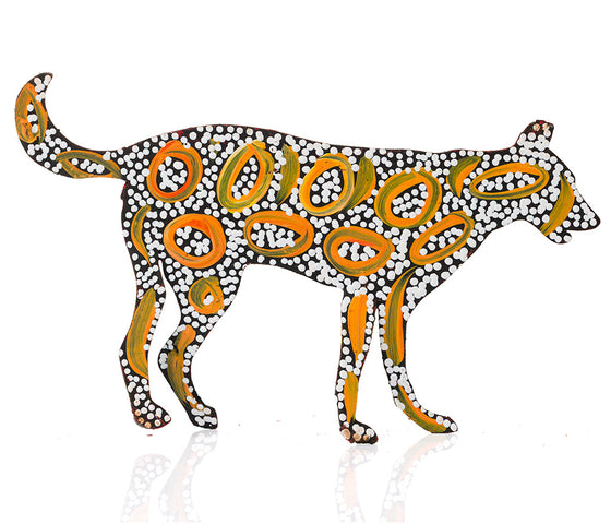 Warlukurlangu Hand-Painted Metal Dog No. 26-11