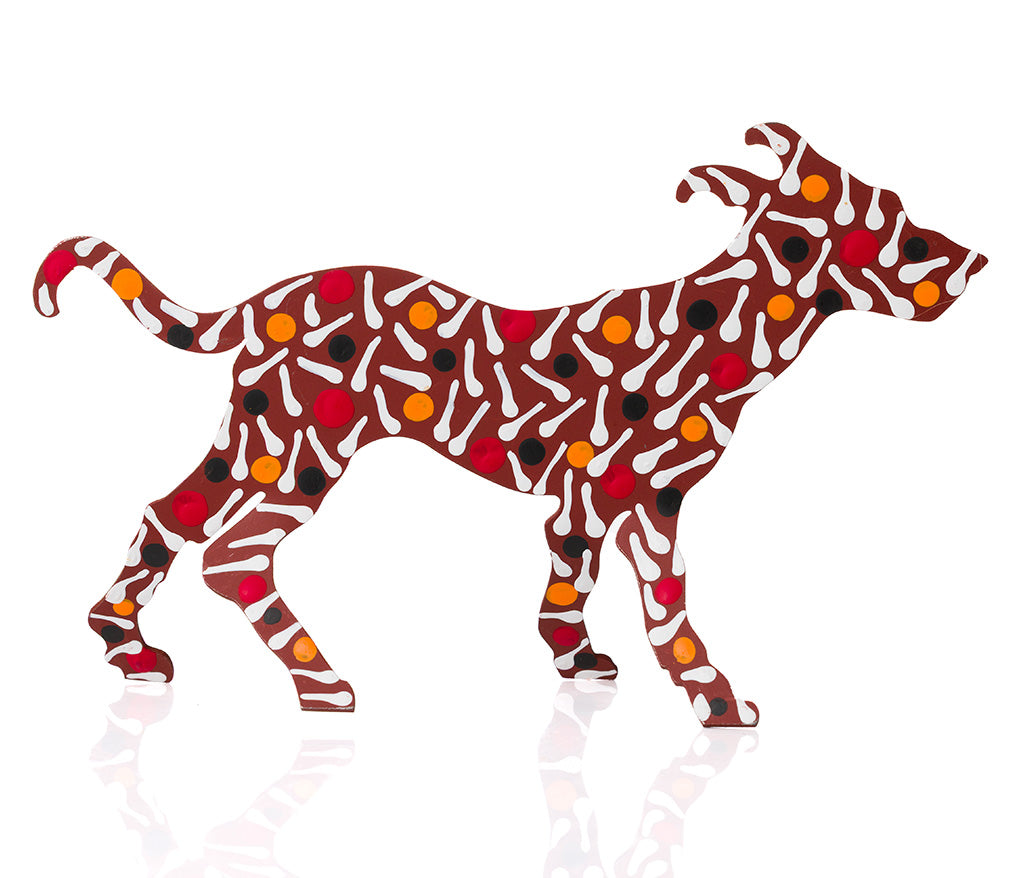 Warlukurlangu Hand-Painted Metal Dog No. 26-23