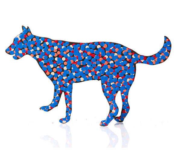 Warlukurlangu Hand-Painted Metal Dog No. 26-12