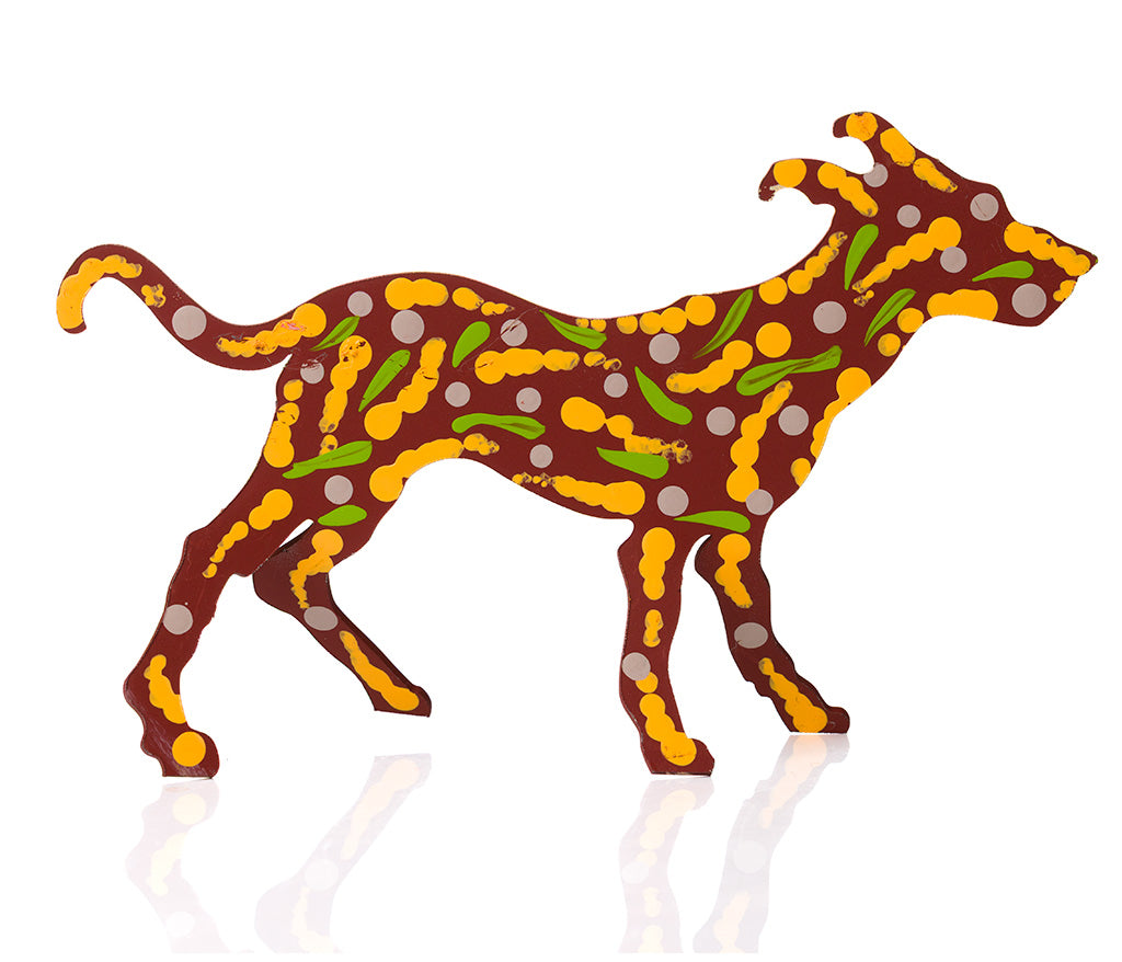 Warlukurlangu Hand-Painted Metal Dog No. 26-41