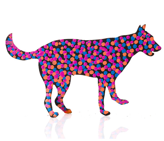 Warlukurlangu Hand-Painted Metal Dog No. 26-12