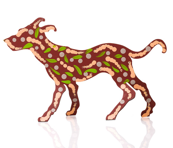 Warlukurlangu Hand-Painted Metal Dog No. 26-41