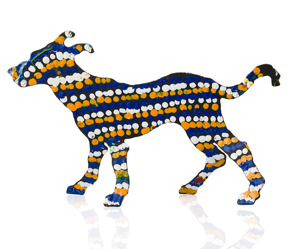 Warlukurlangu Hand-Painted Metal Dog No. 26-01