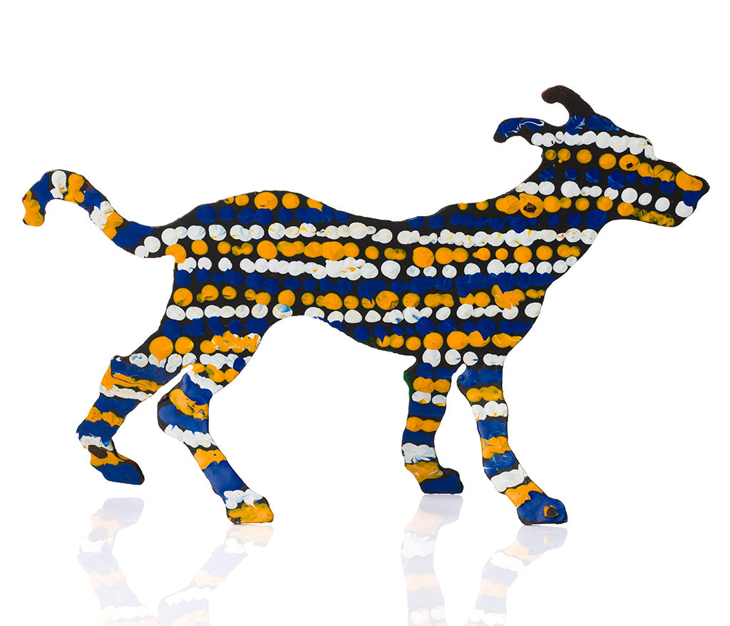 Warlukurlangu Hand-Painted Metal Dog No. 26-01