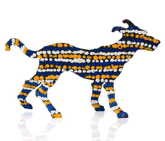 Warlukurlangu Hand-Painted Metal Dog No. 26-01
