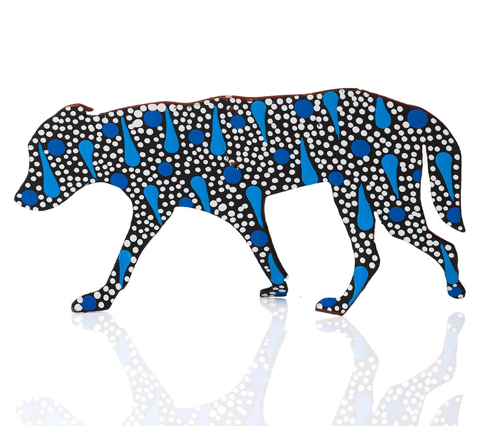 Warlukurlangu Hand-Painted Metal Dog No. 26-08