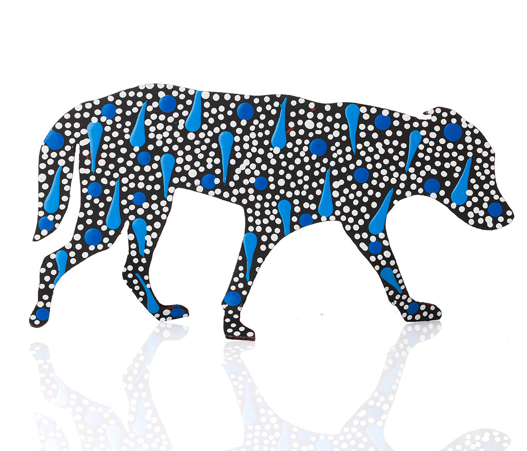 Warlukurlangu Hand-Painted Metal Dog No. 26-08