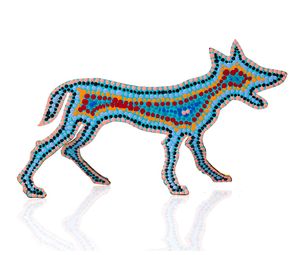 Warlukurlangu Hand-Painted Metal Dog No. 26-15