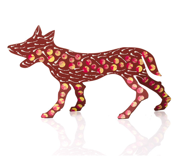 Warlukurlangu Hand-Painted Metal Dog No. 26-44