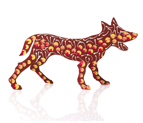 Warlukurlangu Hand-Painted Metal Dog No. 26-44