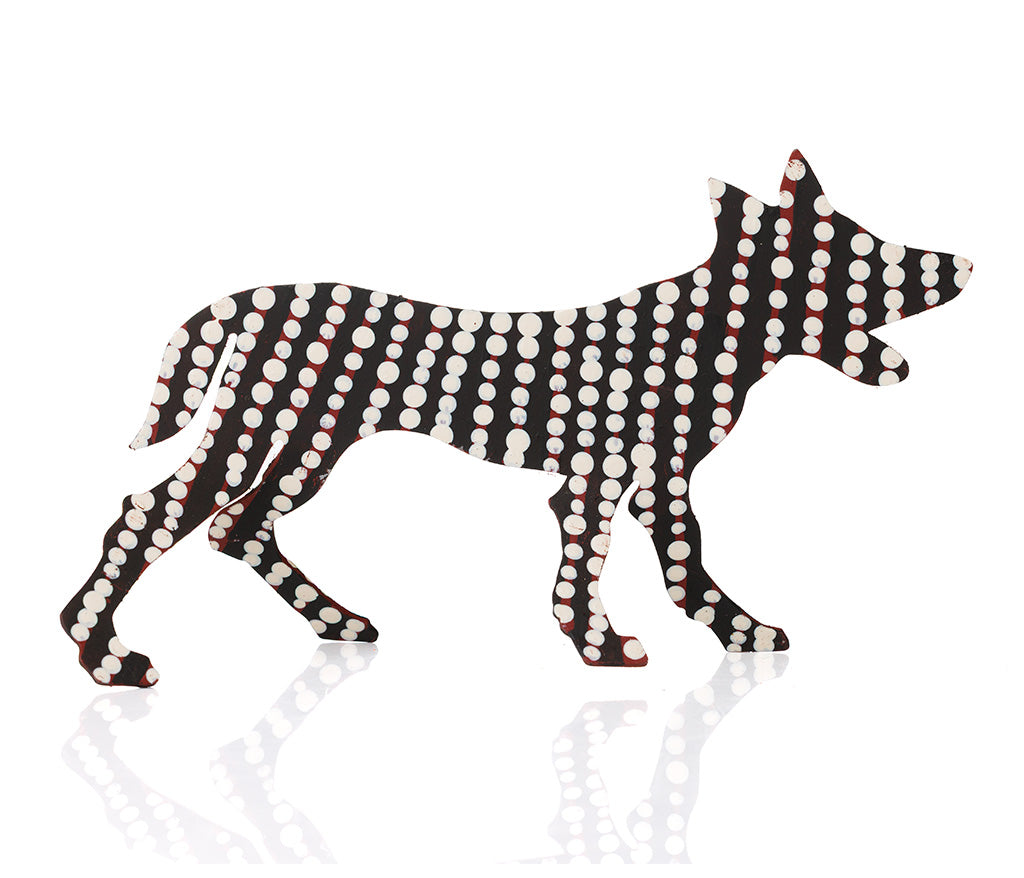 Warlukurlangu Hand-Painted Metal Dog No. 26-07
