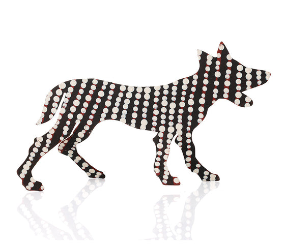 Warlukurlangu Hand-Painted Metal Dog No. 26-07