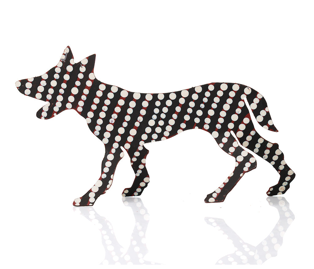 Warlukurlangu Hand-Painted Metal Dog No. 26-07