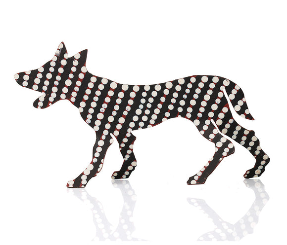 Warlukurlangu Hand-Painted Metal Dog No. 26-07