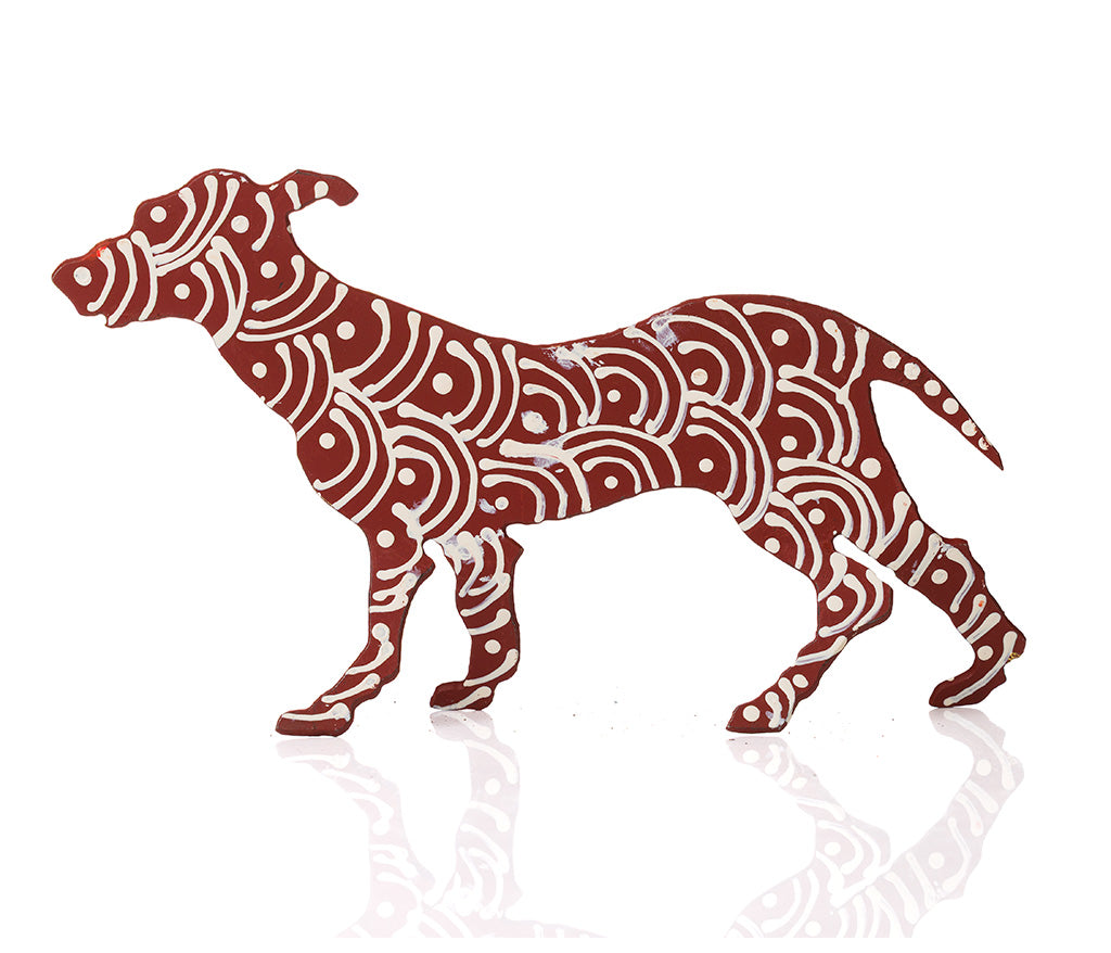Warlukurlangu Hand-Painted Metal Dog No. 26-19