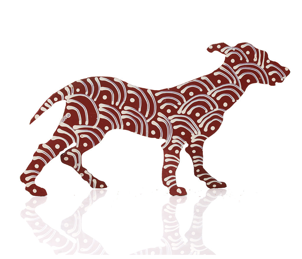 Warlukurlangu Hand-Painted Metal Dog No. 26-19