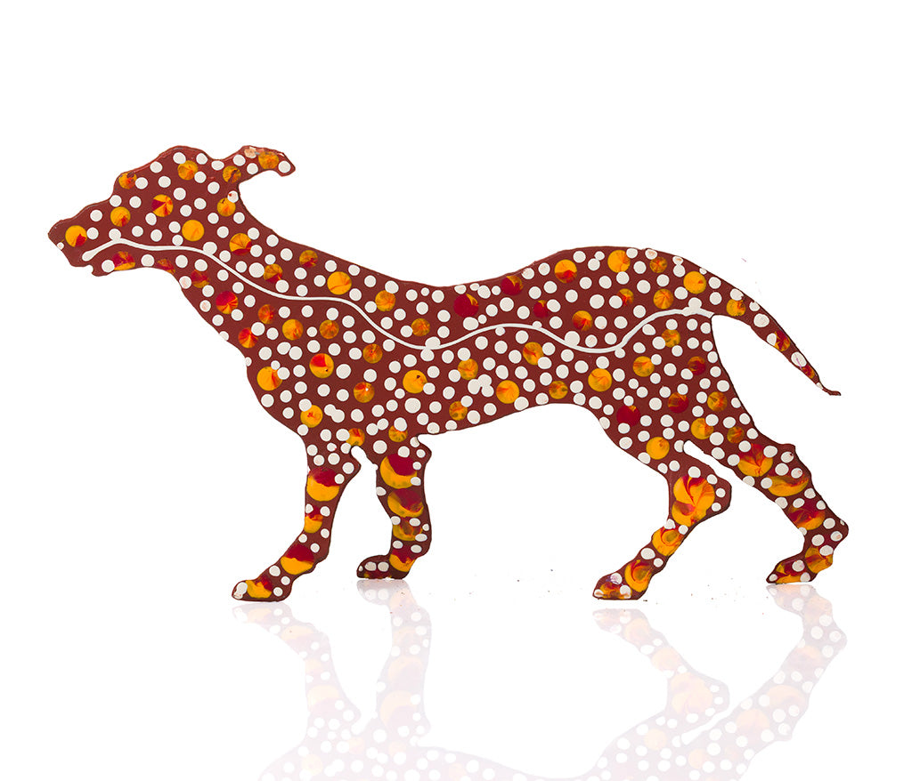 Warlukurlangu Hand-Painted Metal Dog No. 26-35