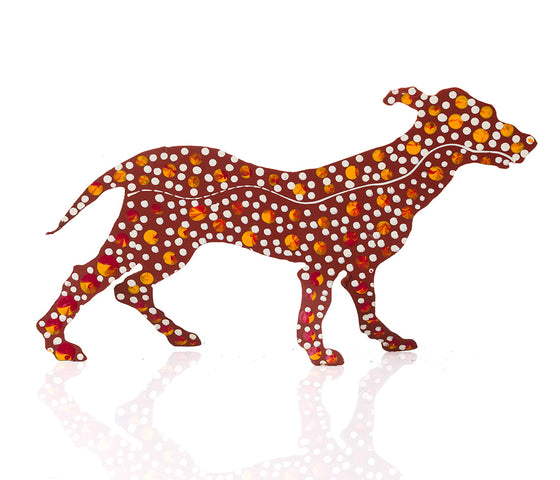 Warlukurlangu Hand-Painted Metal Dog No. 26-35