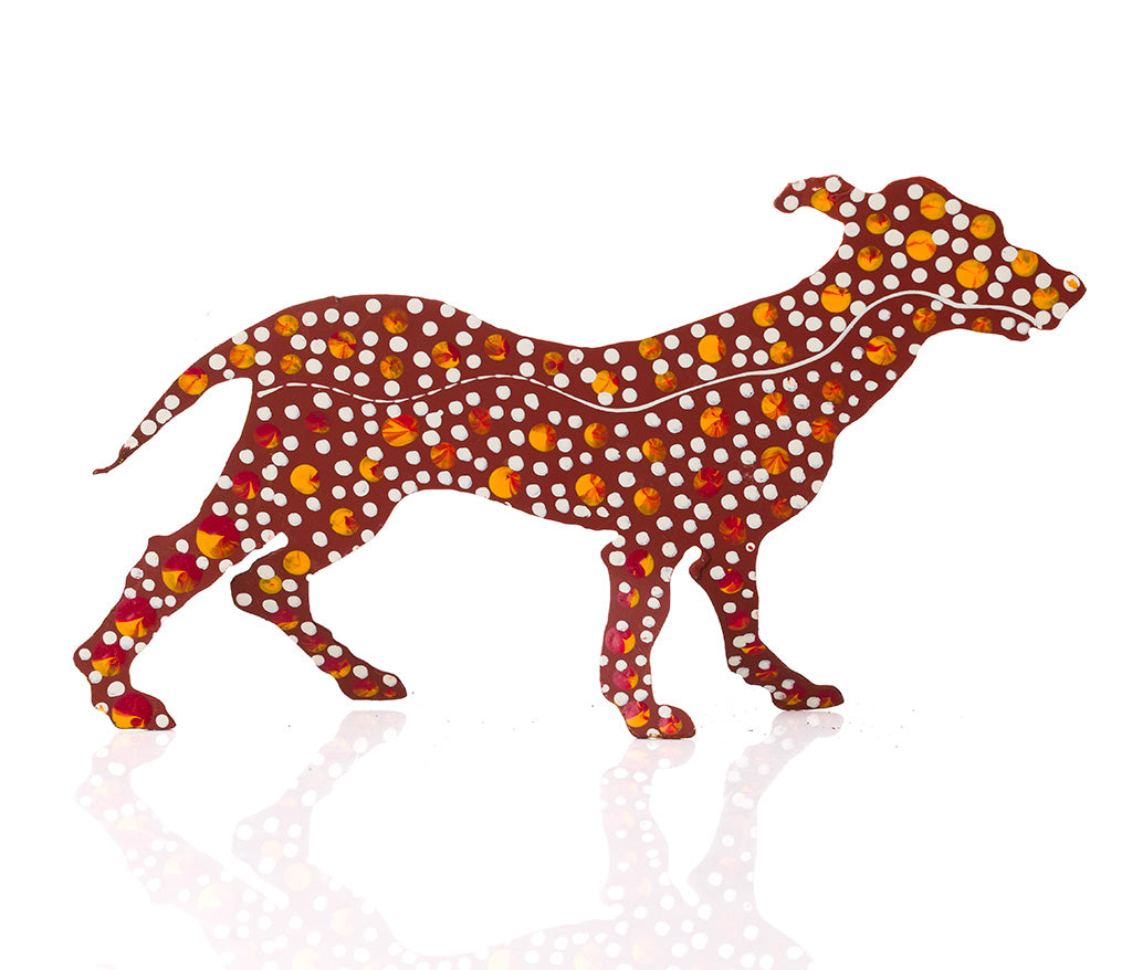 Warlukurlangu Hand-Painted Metal Dog No. 26-35
