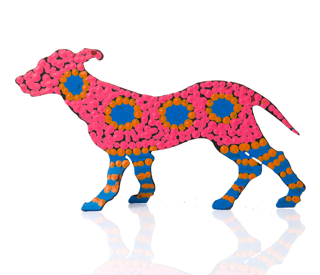 Warlukurlangu Hand-Painted Metal Dog No. 26-36