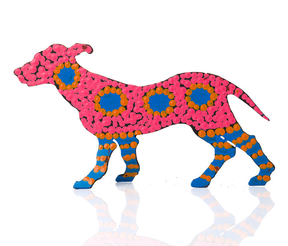 Warlukurlangu Hand-Painted Metal Dog No. 26-36