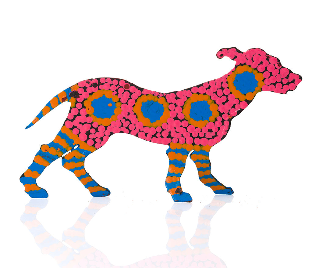 Warlukurlangu Hand-Painted Metal Dog No. 26-36