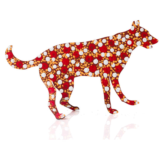 Warlukurlangu Hand-Painted Metal Dog No. 26-16
