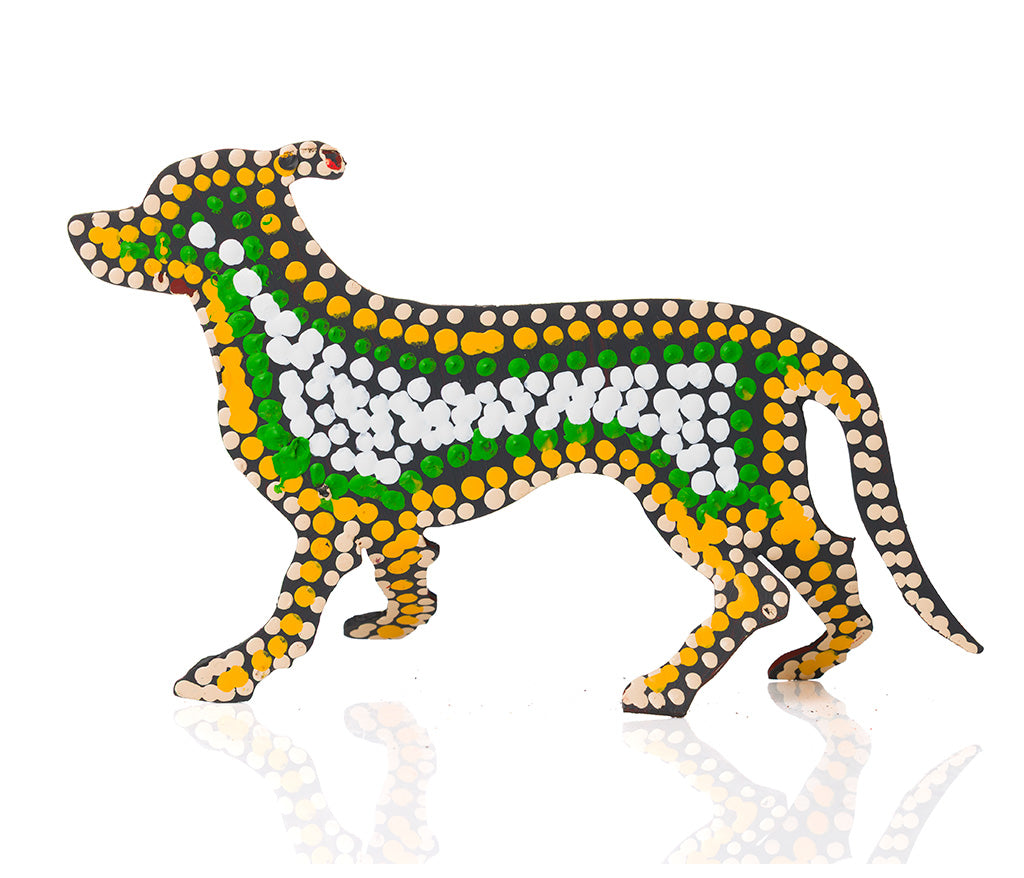 Warlukurlangu Hand-Painted Metal Dog No. 26-33