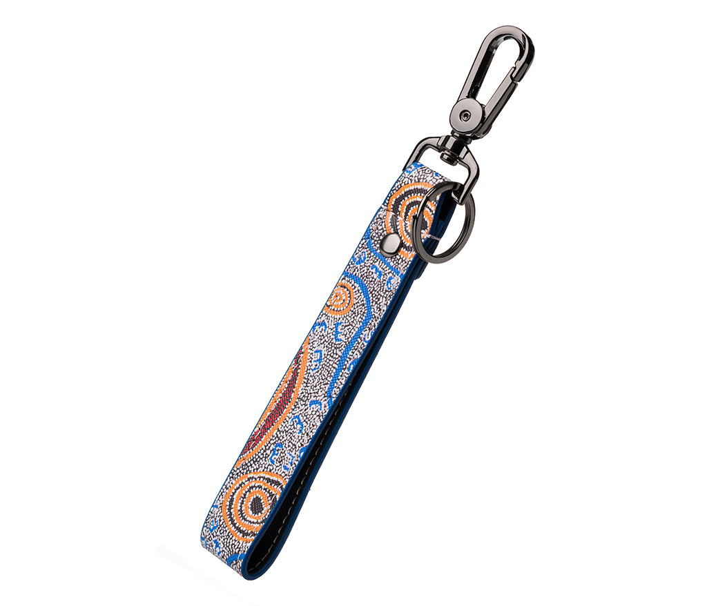 Nigel Japanangka Marshall Aboriginal Art Keyring Strap on white background