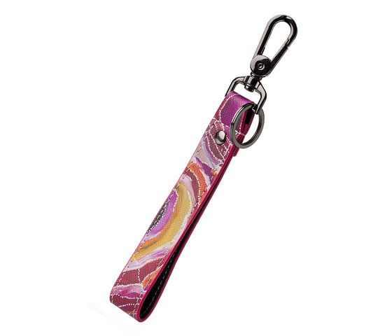 Steven Jupurrurla Nelson Aboriginal Art Keyring Strap on white background