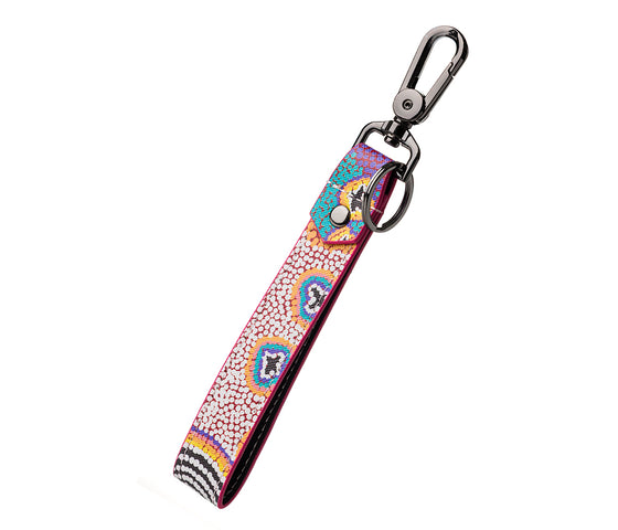  Ruth Napaljarri Stewart Aboriginal Art Keyring Strap on white background