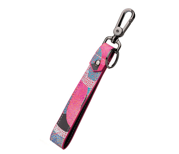 Vanetta Nampijinpa Hudson Aboriginal Art Keyring Strap on white background